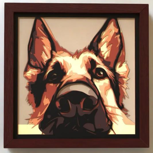 3D German Shepard (Framed) Multiple Sizes