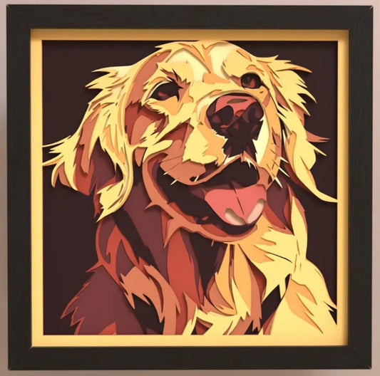 3D Golden Retriever (Framed) Multiple Sizes