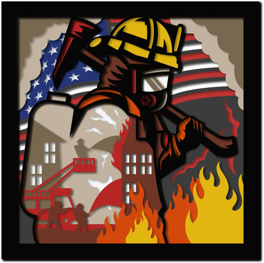 3D Firefighter (Framed) Multiple Sizes
