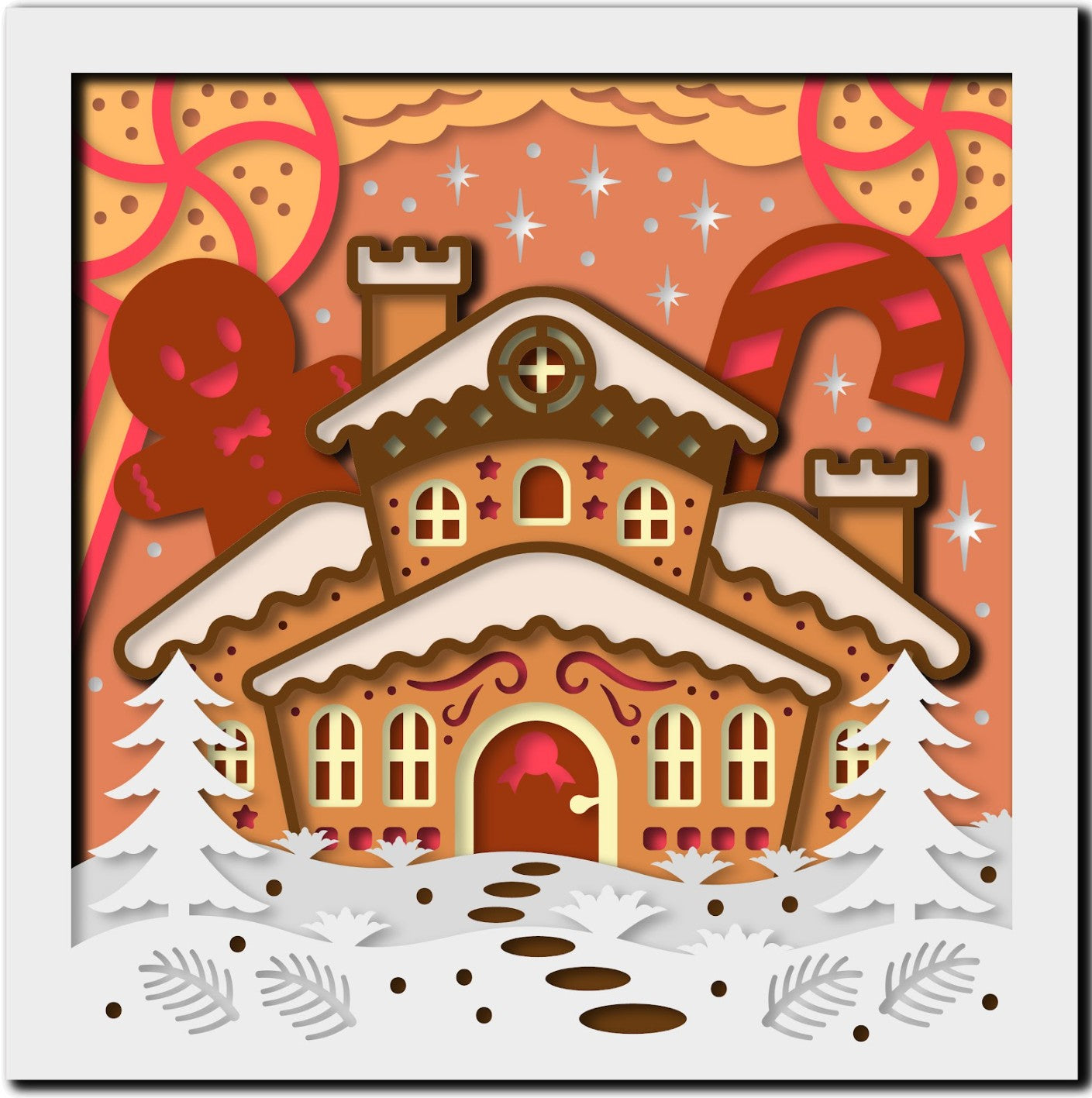 3D Gingerbread House (Framed) Multiple Sizes