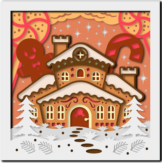 3D Gingerbread House (Framed) Multiple Sizes