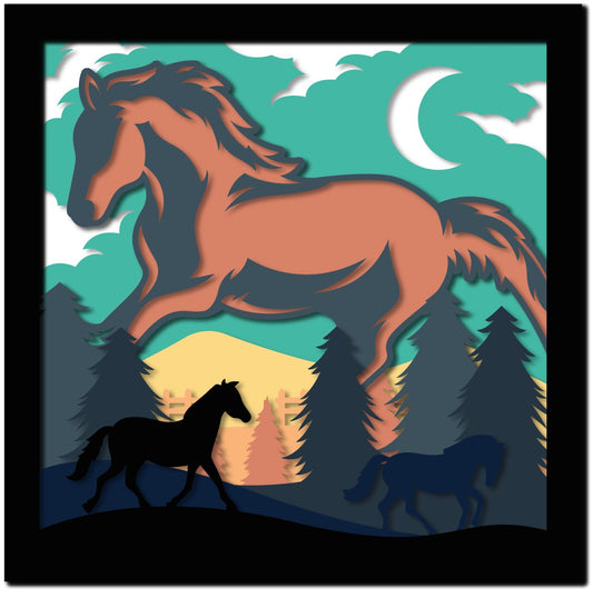 3D Horse (Framed) Multiple Sizes
