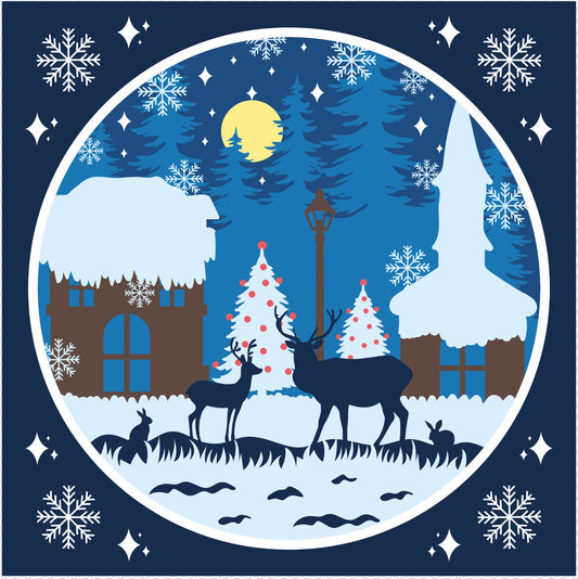 3D Christmas Deer (Framed) Multiple Sizes